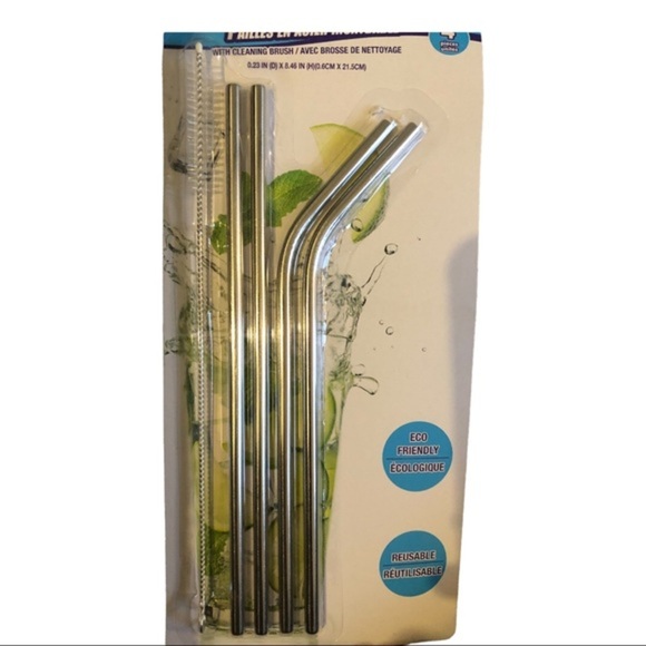 5piece stainless steel eco friendly reusable straw set with cleaning brush set - Picture 2 of 5
